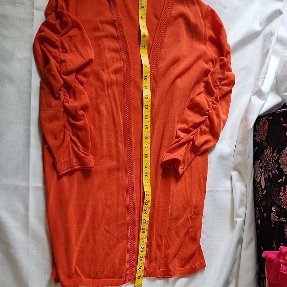 Chico's Vibrant Orange Open-Front Cardigan